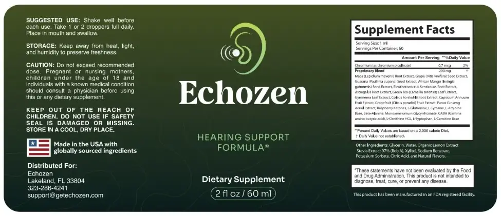 Echozen Supplement Label